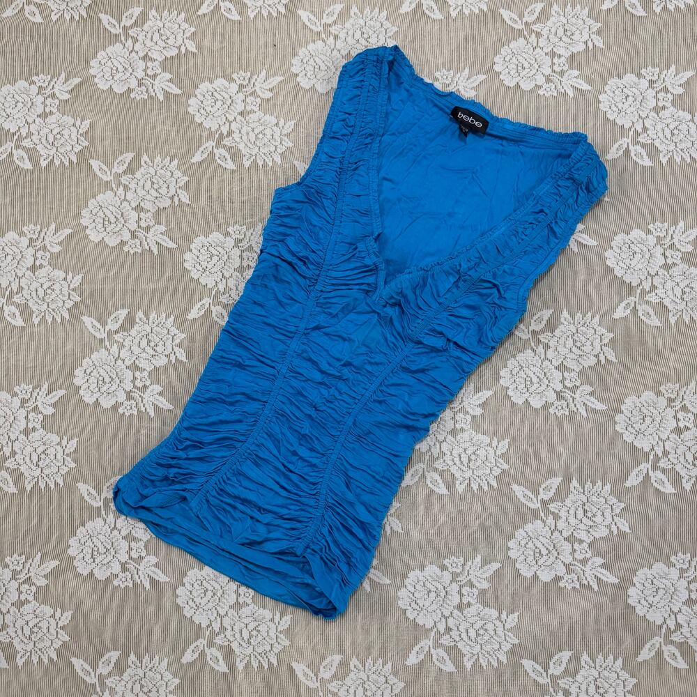 Vintage Bebe Blue Ruched Tank Size S